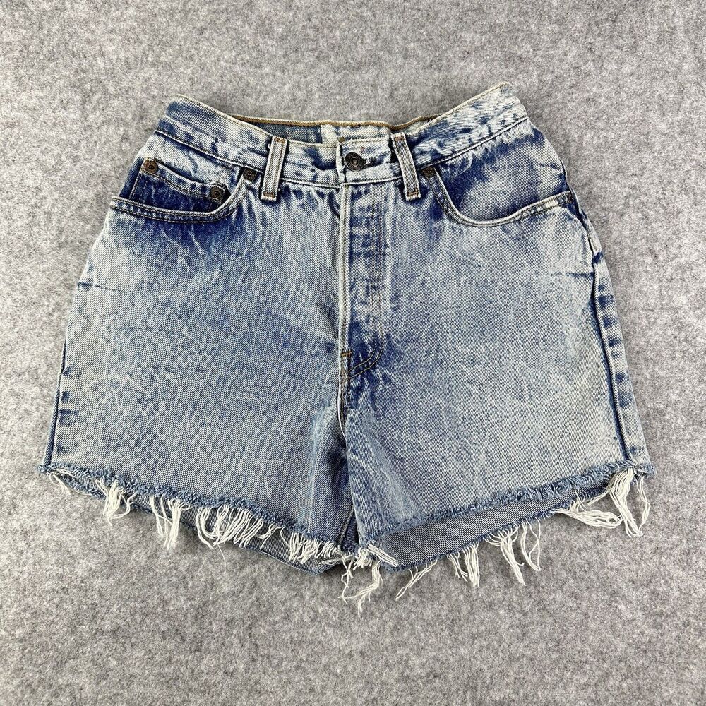 Vintage Levis 501 Jean Shorts Womens 9 Blue Cut Off Button Fly 80s Made in USA*